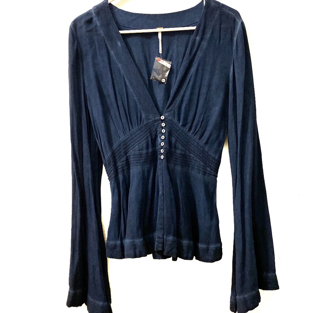Free People | Bell Sleeve Boho Top | Size Small